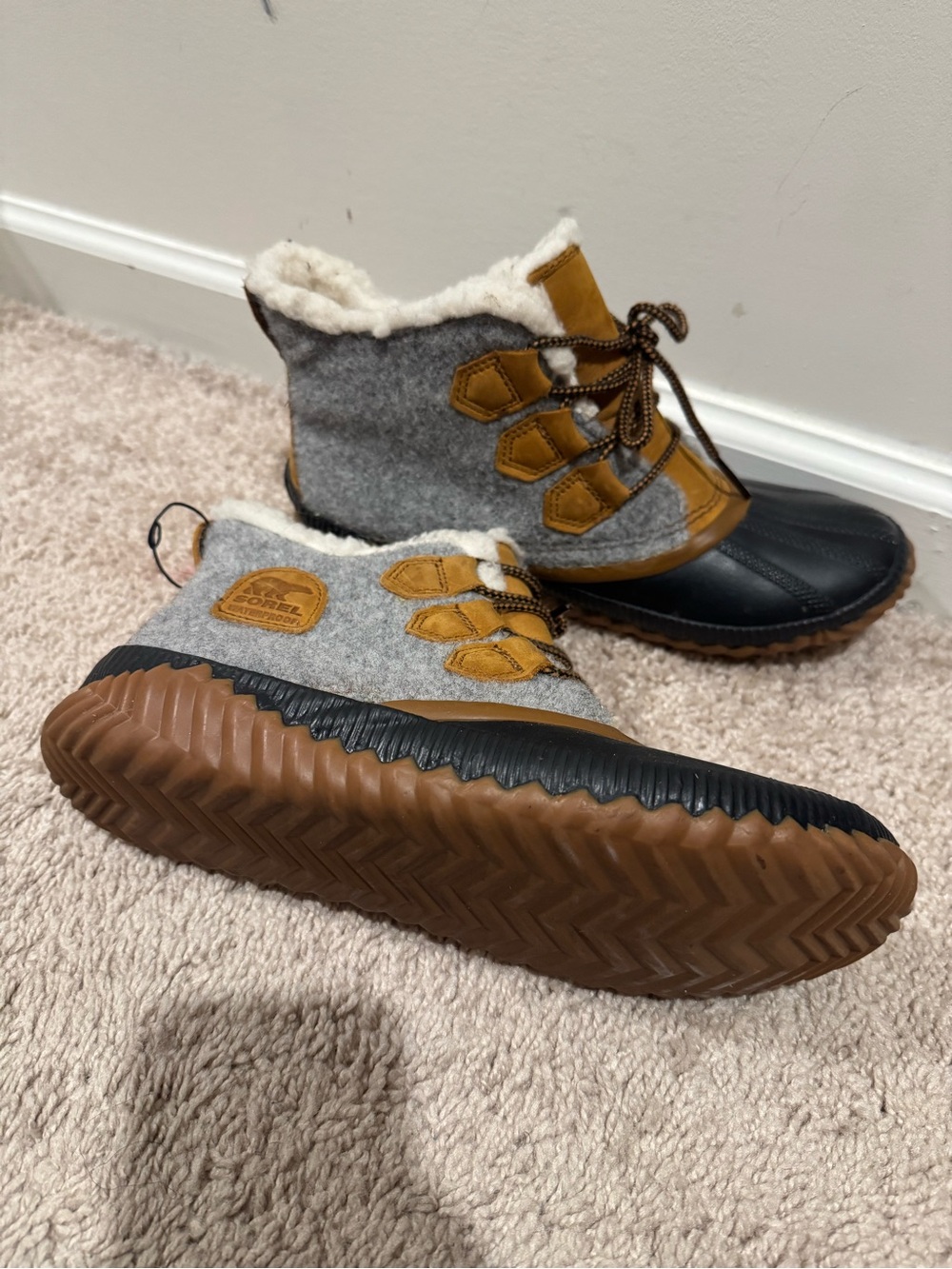 Sorel Gray, Black & Brown Women's Lace-Up Faux-Fur Ankle Booties